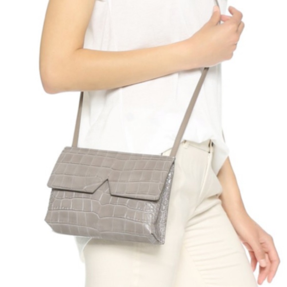 VINCE V Croc Embossed Crossbody Bag
